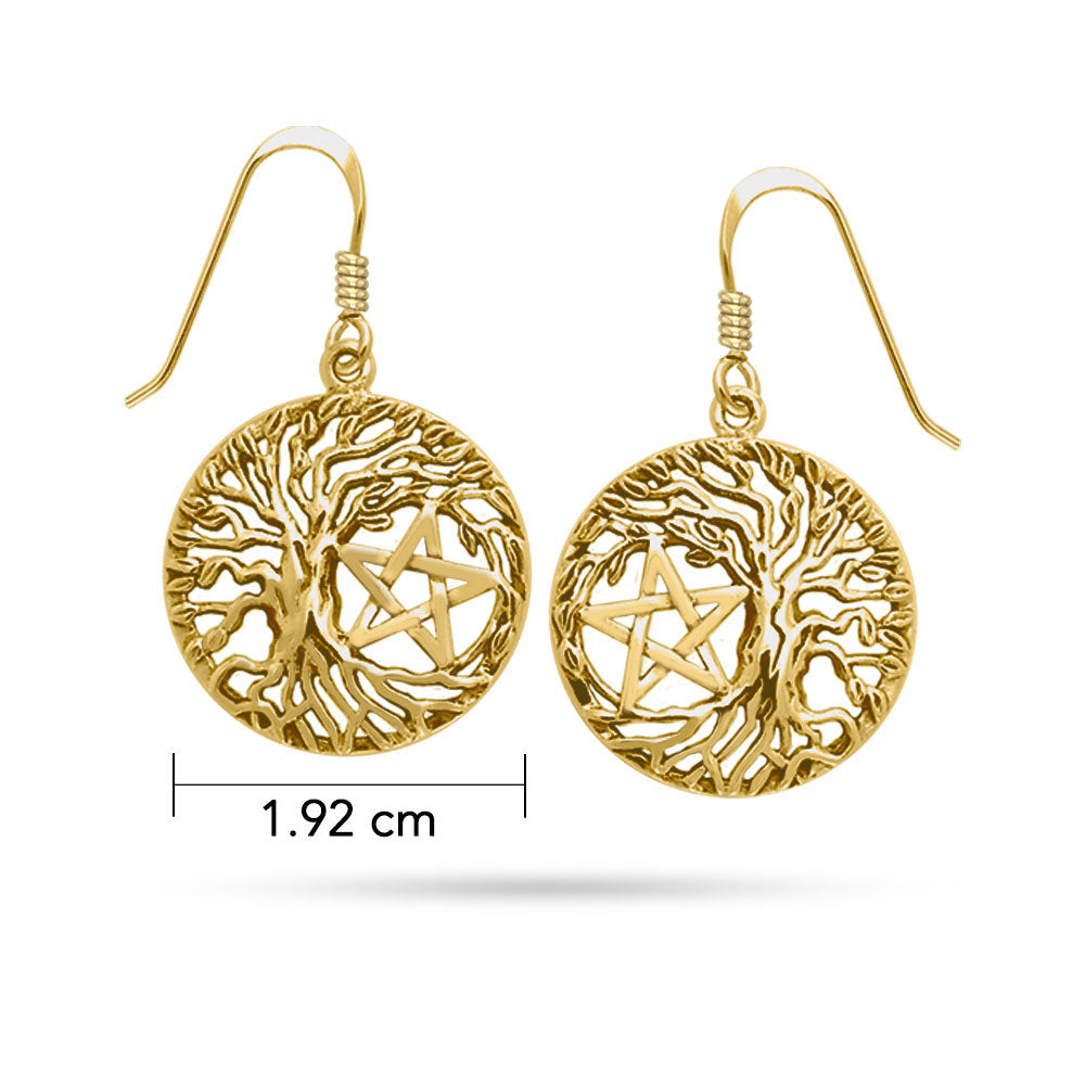 Mickie Mueller Tree of Life Pentacle Solid Gold Earring GER1106