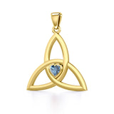 The Celtic Trinity Knot 14 K Yellow Gold Pendant with Heart Gemstone GPD5342