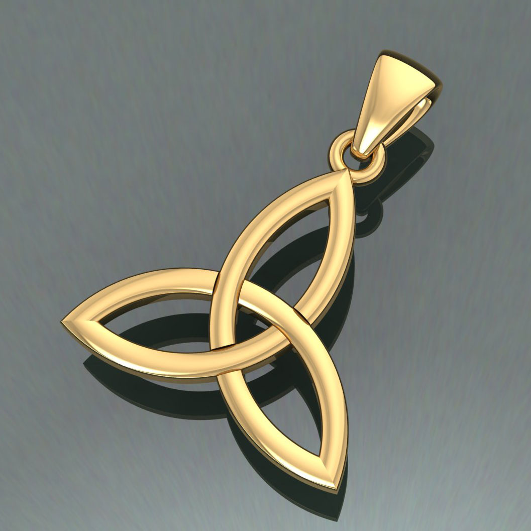 Celtic Trinity Knot 14K Yellow Gold Pendant Small Size GPD5607