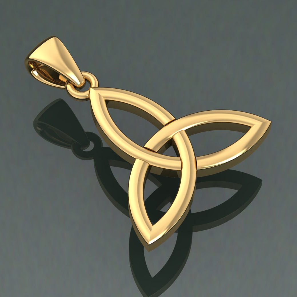 Celtic Trinity Knot 14K Yellow Gold Pendant Small Size GPD5607