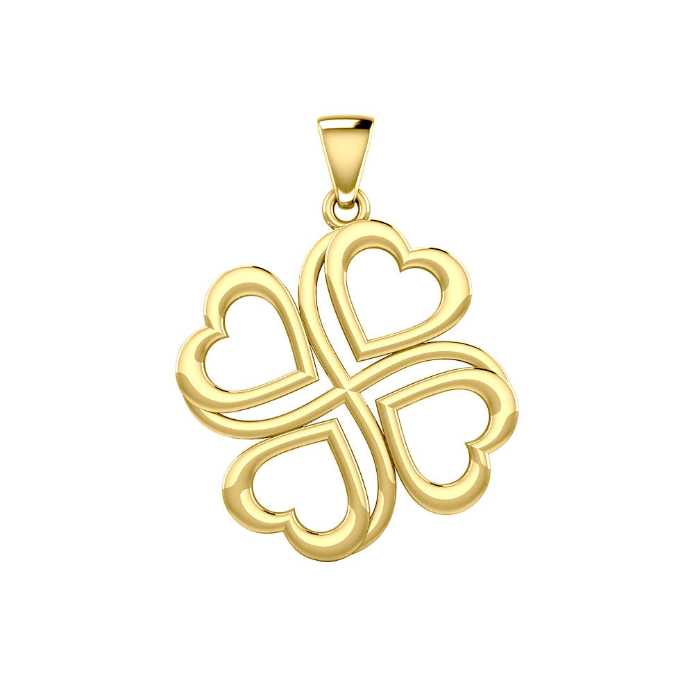 Four Hearts 14K Solid Yellow Gold Pendant GPD5655
