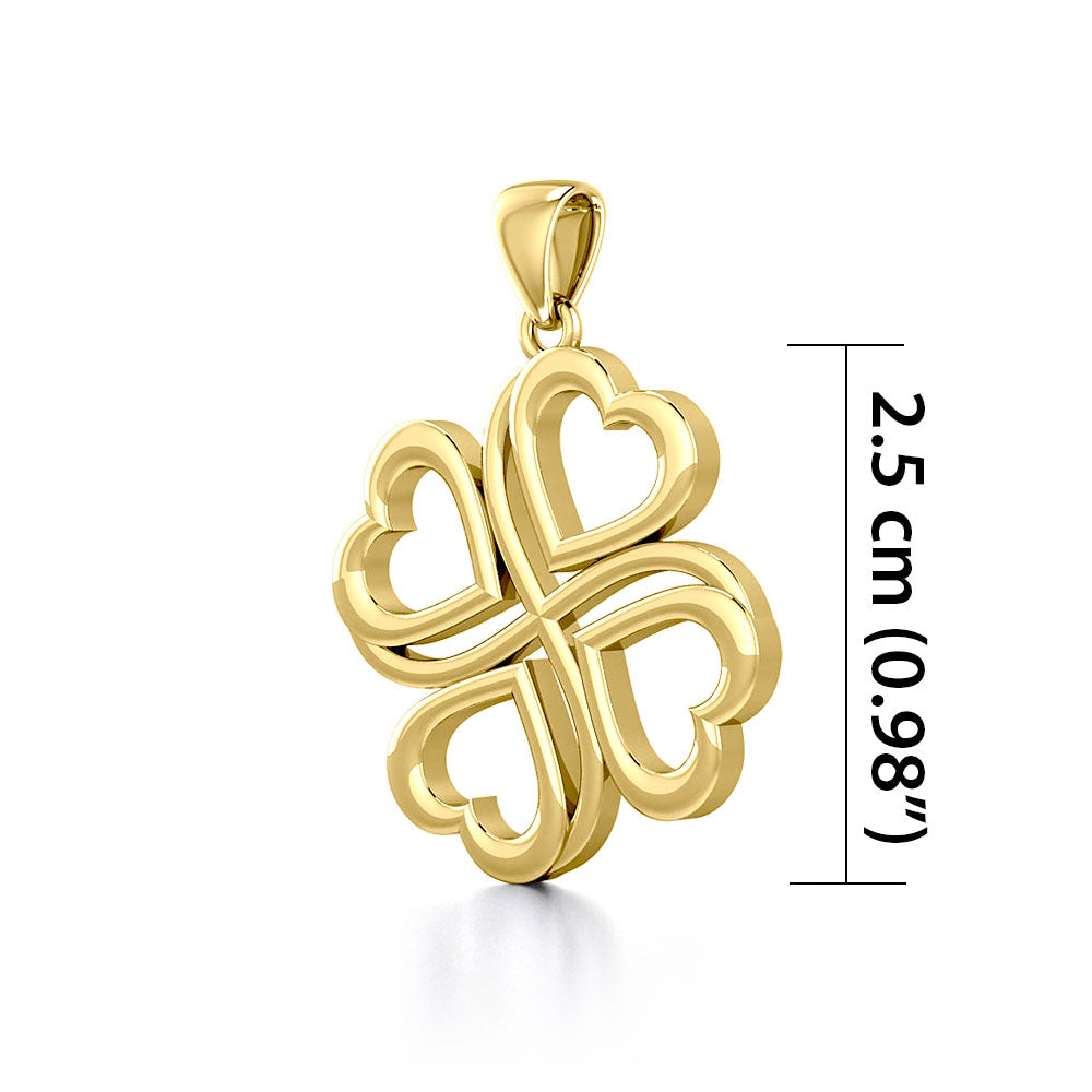 Four Hearts 14K Solid Yellow Gold Pendant GPD5655