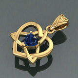 The Small Celtic Trinity Heart 14K Yellow Gold Pendant with Gemstone GPD5913