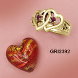 Celtic Double Heart And Trinity With Gemstone Solid Gold Ring GRI2392