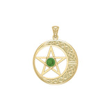 Celtic Crescent moon with Pentacle 14K Yellow Gold Pendant GTP474