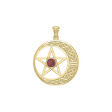 Celtic Crescent moon with Pentacle 14K Yellow Gold Pendant GTP474
