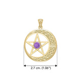Celtic Crescent moon with Pentacle 14K Yellow Gold Pendant GTP474