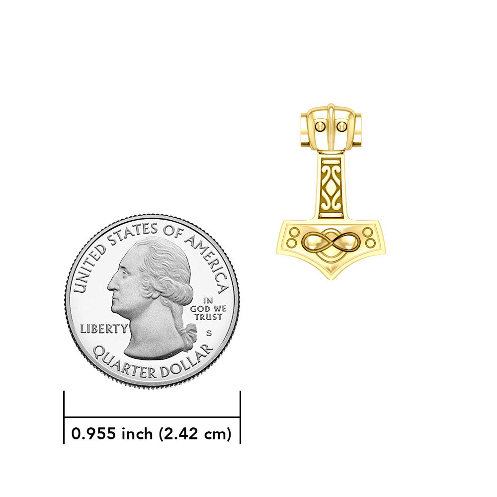 Infinity Thor's Hammer 14 Karat Solid Gold Slider Pendant GTP913