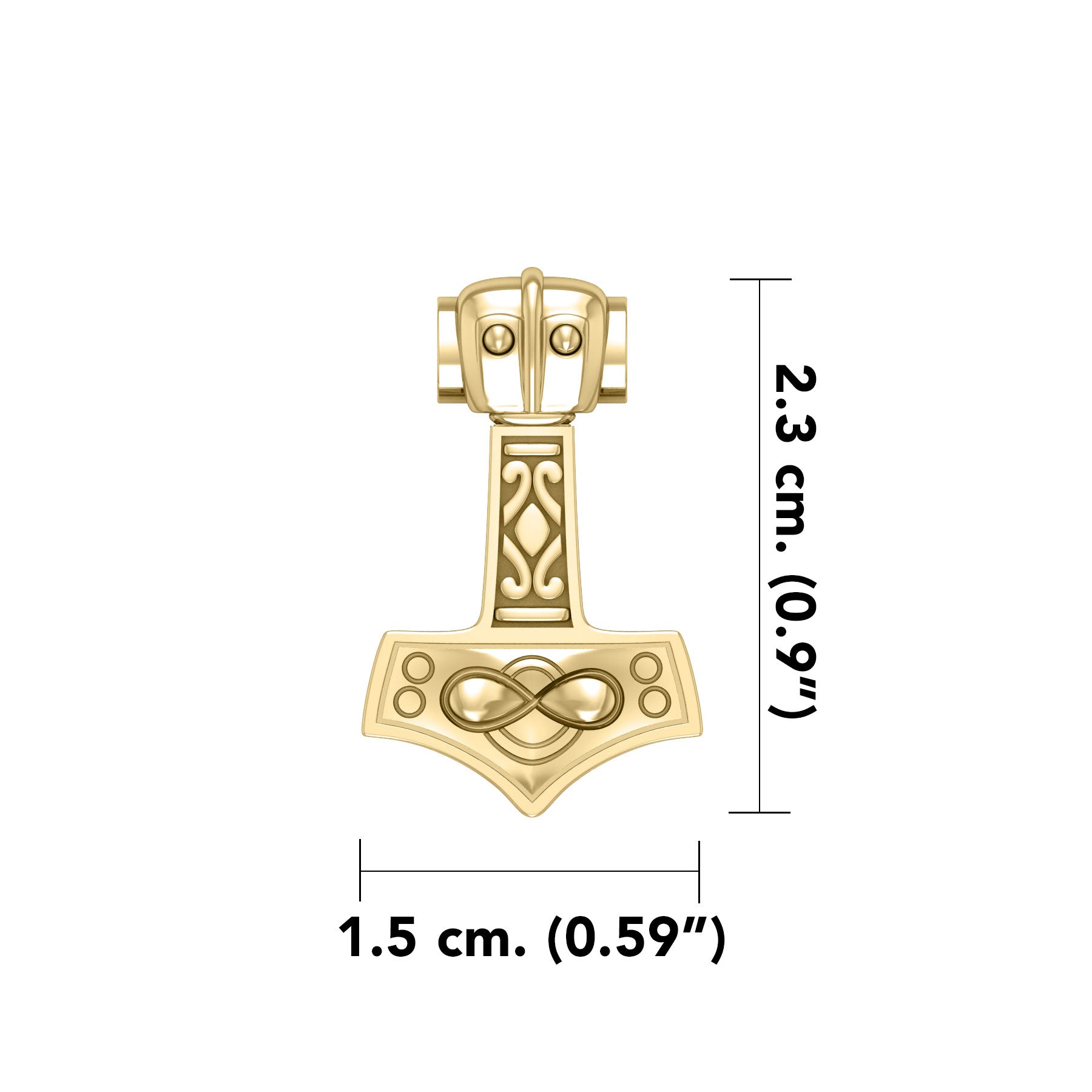 Infinity Thor's Hammer 14 Karat Solid Gold Slider Pendant GTP913