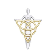 Celtic Danu Goddess Triquetra Silver with 14K Gold Accent Pendant MPD1203