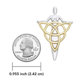 Celtic Danu Goddess Triquetra Silver with 14K Gold Accent Pendant MPD1203