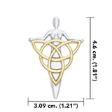 Celtic Danu Goddess Triquetra Silver with 14K Gold Accent Pendant MPD1203