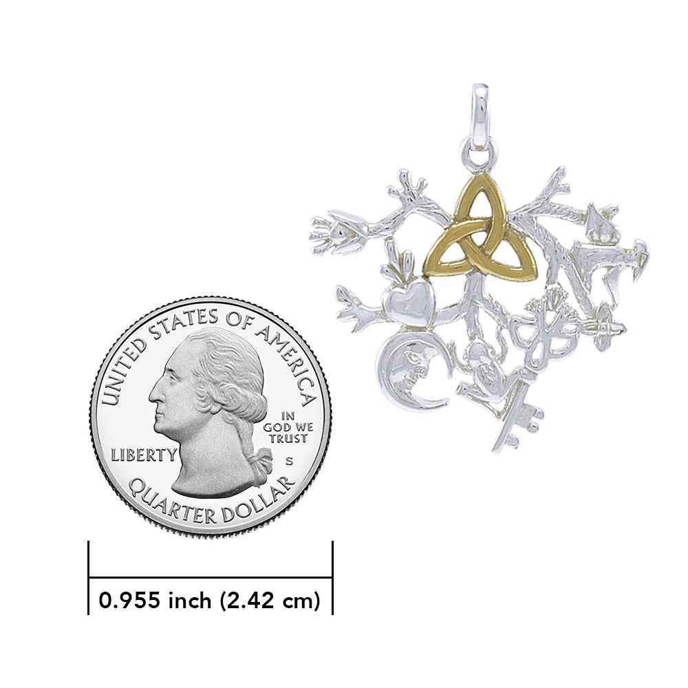 Behold the Presence of the Captivating Cimaruta Silver with 14K Gold Accent Pendant MPD3135