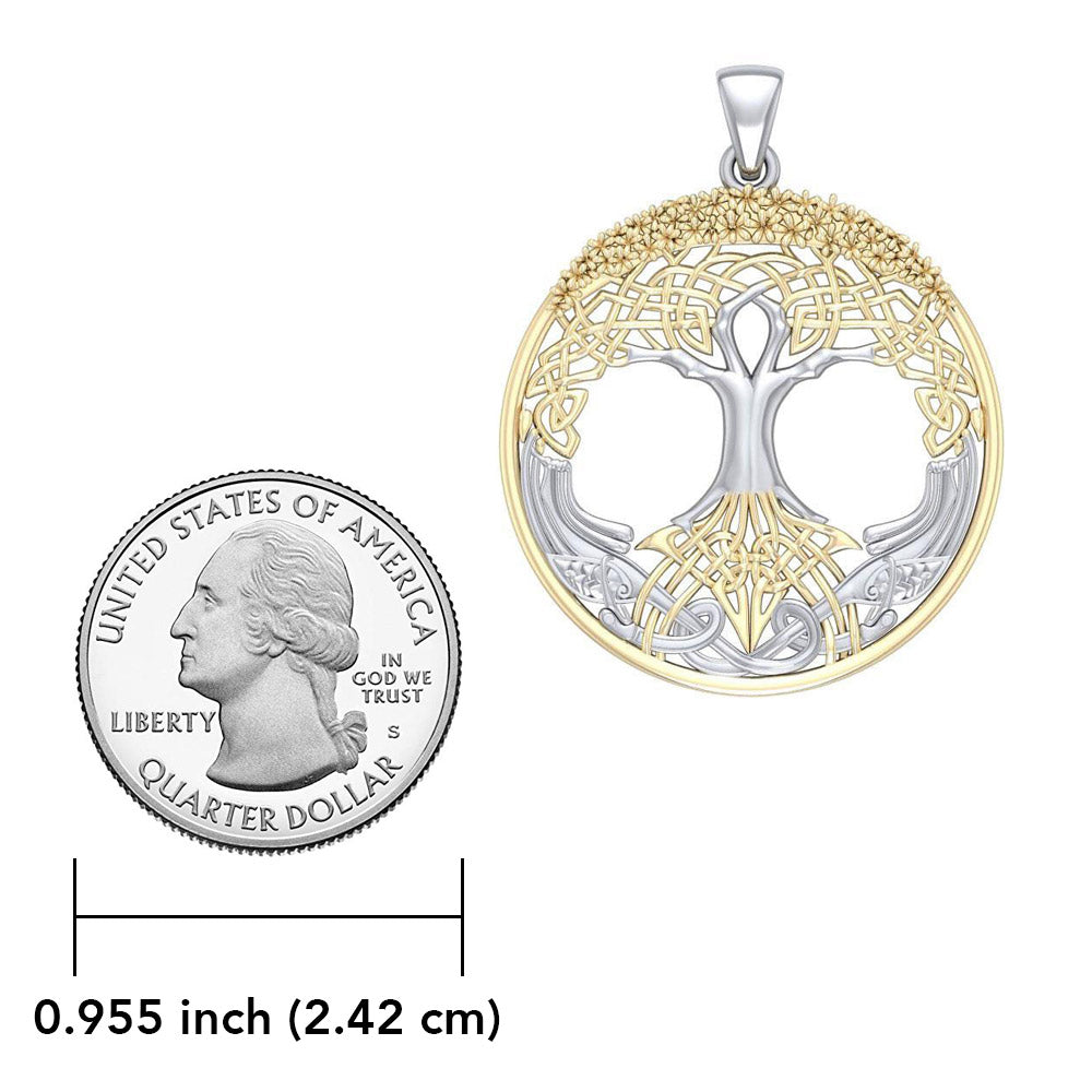 Behold the Magnificent Tree of Life ~ Silver and 14K Gold Accent Pendant MPD3544