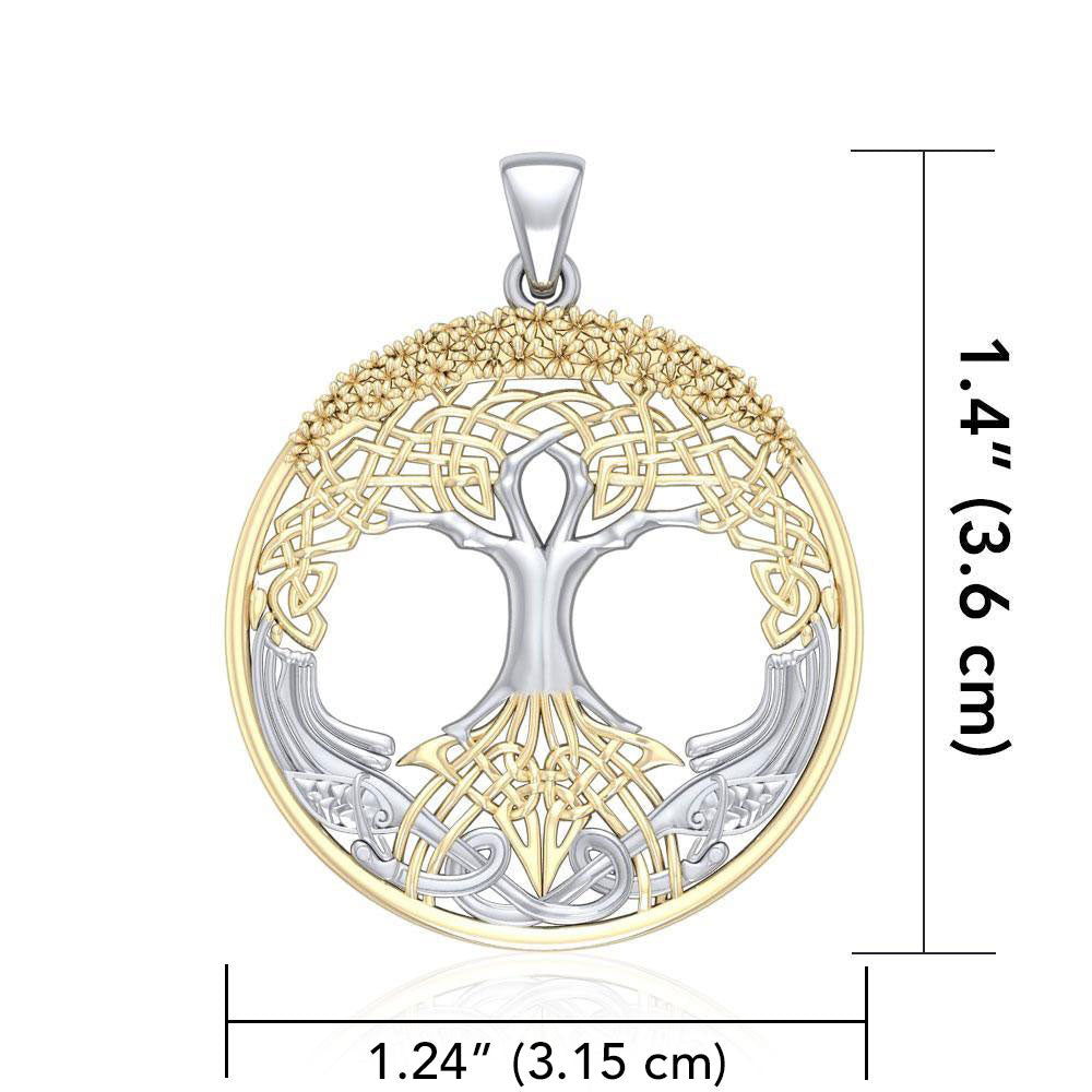 Behold the Magnificent Tree of Life ~ Silver and 14K Gold Accent Pendant MPD3544