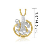 Celtic God Cernunnos Silver and 18K Gold Accent  Pendant MPD4757