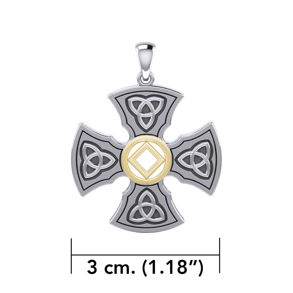 Templar Cross with NA Symbol Sterling Silver with 14K Gold Vermeil Accent Pendant MPD6379