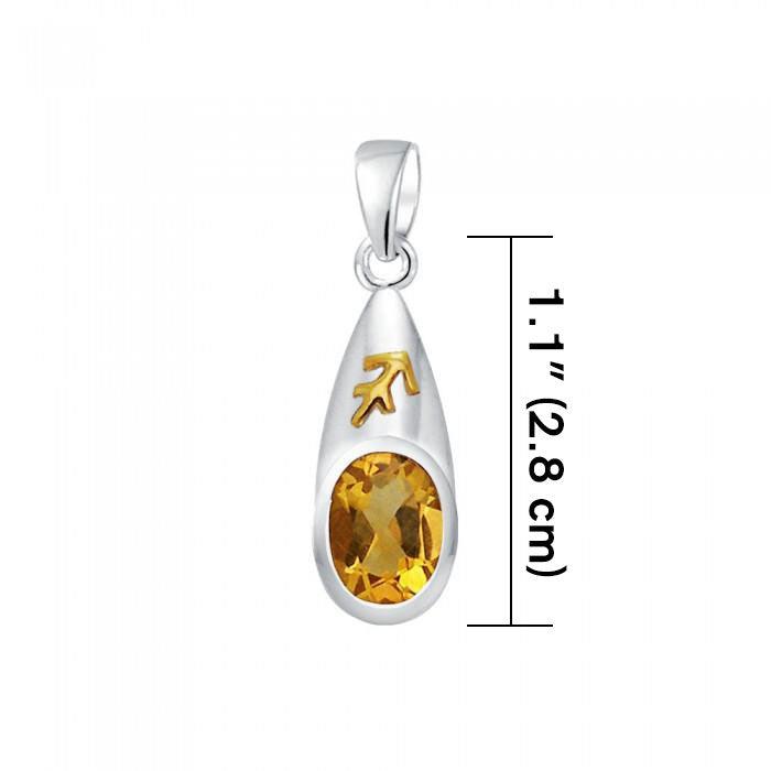 Sagittarius Zodiac Symbol Silver and Gold Pendant MPD820