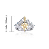 Broomstick & Pentacle Silver and 18K Gold Accent Ring MRI343