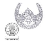Sterling Silver Celtic Guardian Pegasus Brooch with Angel Wings - Spiritual Protection Jewelry by Peter Stone TBC166