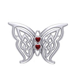 Celtic Transformation Elegance : Sterling Silver Butterfly Brooch with Heart Gemstone by Peter Stone Jewelry TBC167