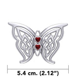 Celtic Transformation Elegance : Sterling Silver Butterfly Brooch with Heart Gemstone by Peter Stone Jewelry TBC167