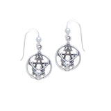 The Third Degree Pentacle with Dear Head Silver Earrings TE2796
