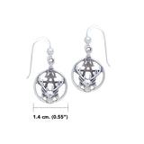 The Third Degree Pentacle with Dear Head Silver Earrings TE2796