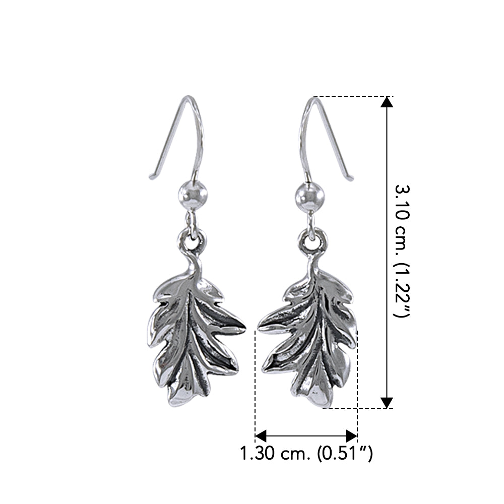 Oak Leaves Silver Hook Earrings TER048