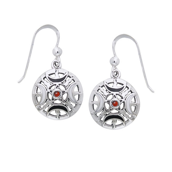 Sun Fire Moon Silver Earrings With Gem and Enamel TER200