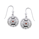 Sun Fire Moon Silver Earrings With Gem and Enamel TER200