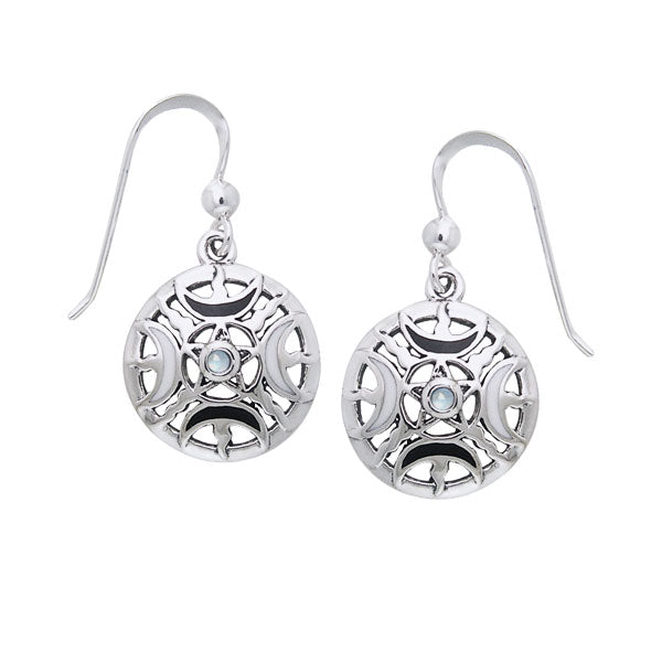 Sun Fire Moon Silver Earrings With Gem and Enamel TER200