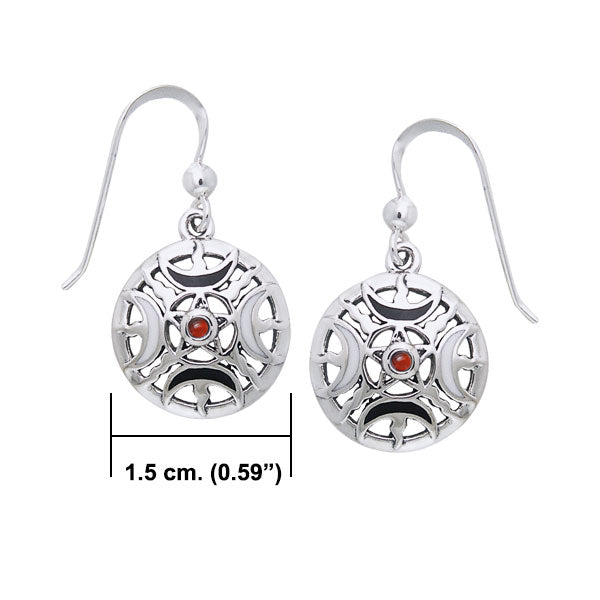 Sun Fire Moon Silver Earrings With Gem and Enamel TER200