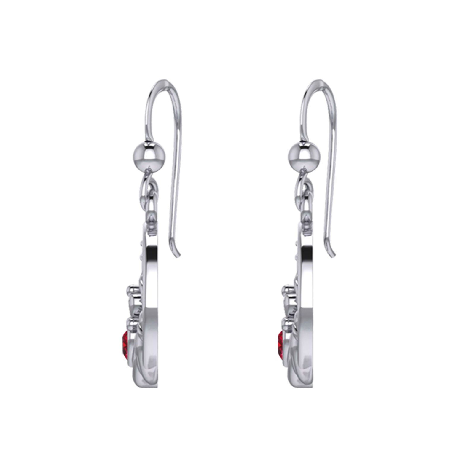 Claddagh on Celtic Moon Silver Earrings with Heart Gemstone TER2173