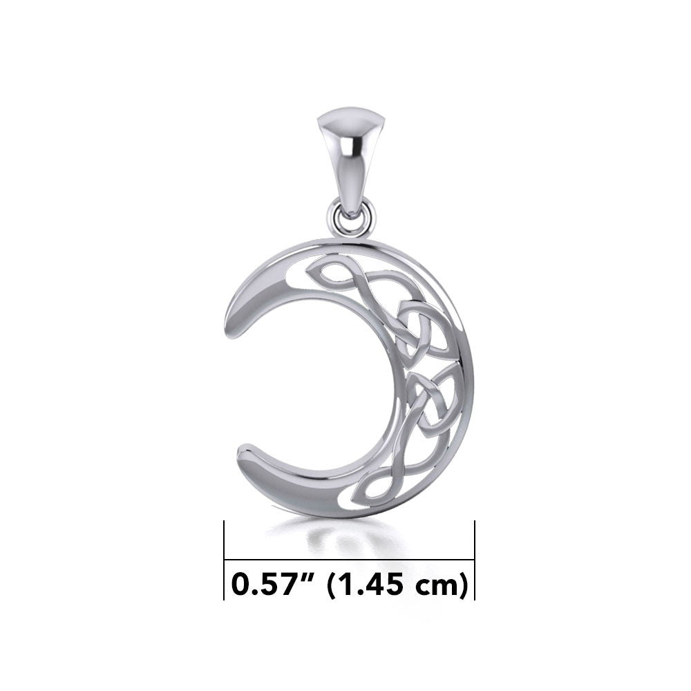 Celtic Crescent Moon Sterling Silver Pendant TP2963