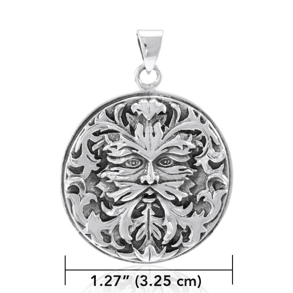 Green Man Sterling Silver Pendant by Oberon Zell TP3201