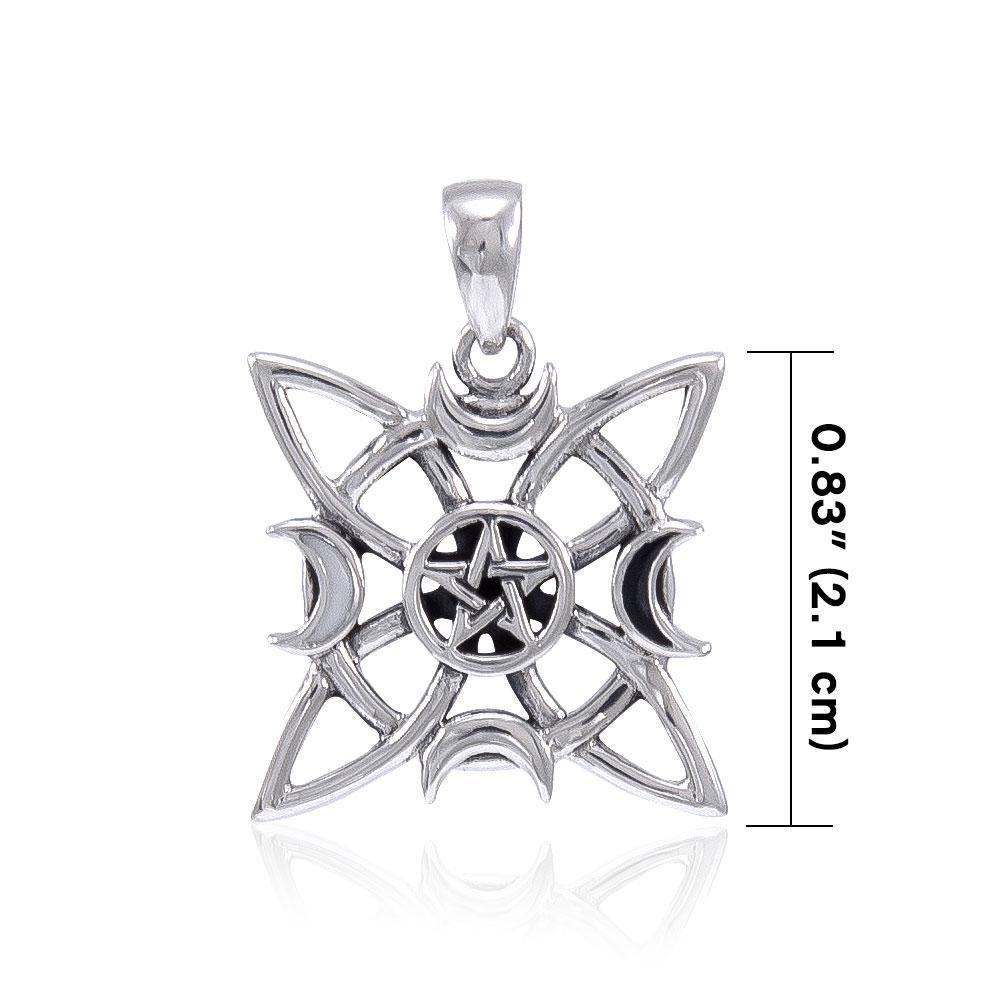 An inspirational blueprint of the Crescent Moon , Pentacle Sterling Silver Pendant TP3274