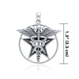 Pentacle With Caduceus Sterling Silver Pendant TP3309