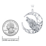 Baying wolf around the celestial beauty ~ Sterling Silver Pendant TP831