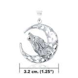 Baying wolf around the celestial beauty ~ Sterling Silver Pendant TP831