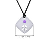 Square Fleur De Lis Silver Pendant TPD357