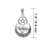 Raven on Celtic Crecent Moon and The Pentacle Sterling Silver Pendant TPD4224