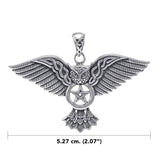 Celtic Owl with Pentacle Silver Pendant TPD4336