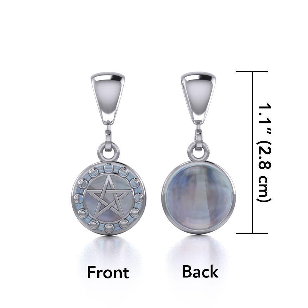 Pentacle with Moon Phases Sterling Silver Flip Pendant TPD477
