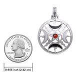 Sun Fire Moon Sterling Silver Pendant With Gem and Enamel  TPD536