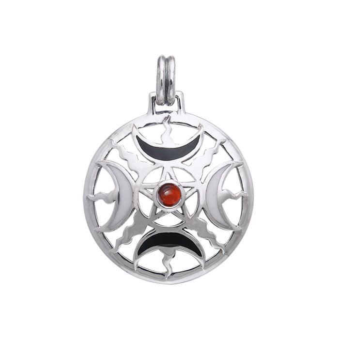 Sun Fire Moon Sterling Silver Pendant With Gem and Enamel  TPD536