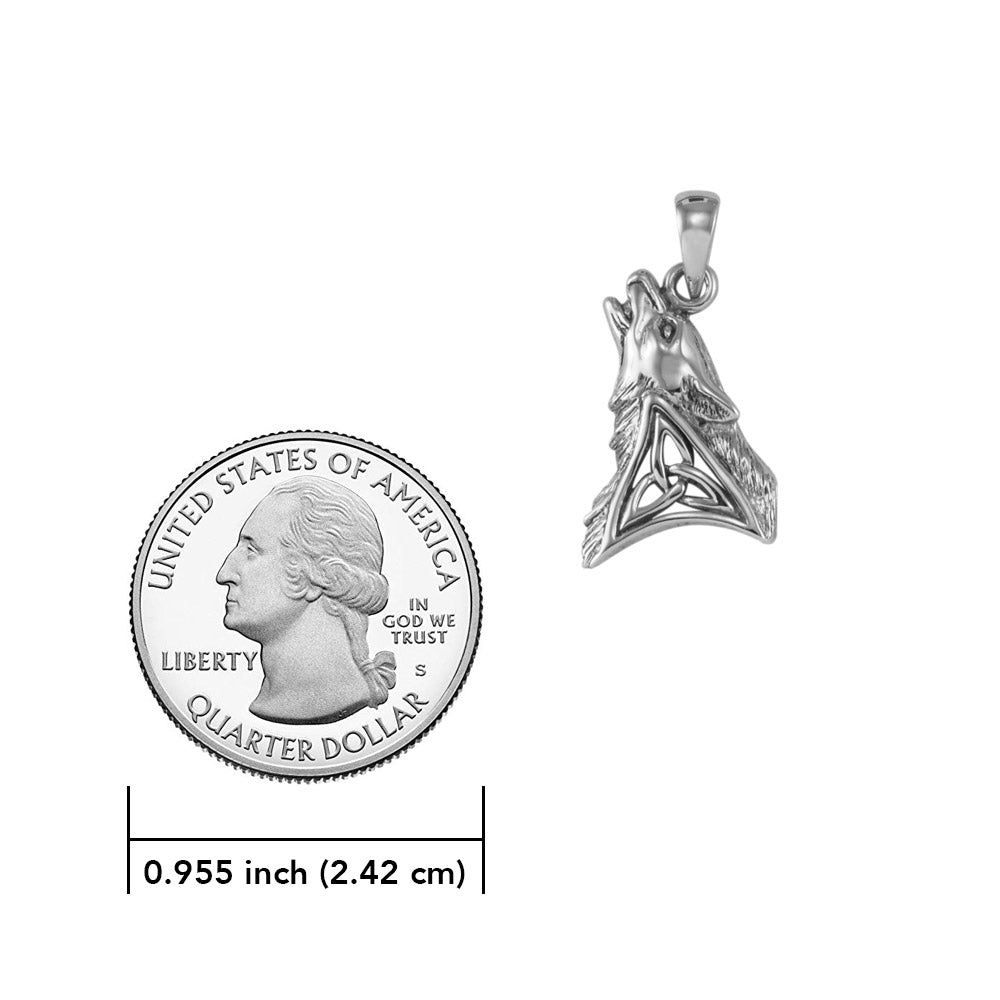 Celtic Howling Wolf Silver Pendant TPD5717