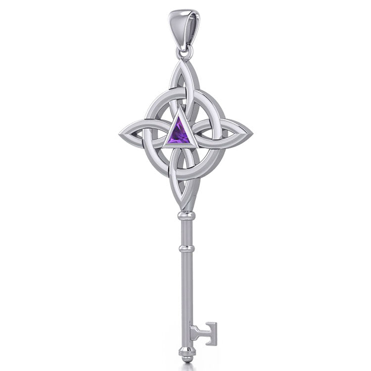 Celtic Recovery Spiritual Key Pendant with Gemstone TPD5845