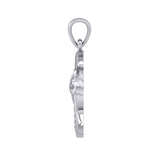 Double Celtic Wolves with Crescent Moon Silver Pendant TPD6042