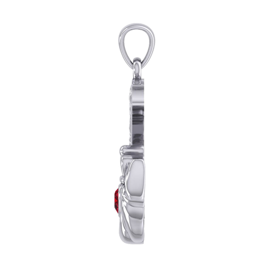 Claddagh on Celtic Moon Silver Pendant with Heart Gemstone TPD6125